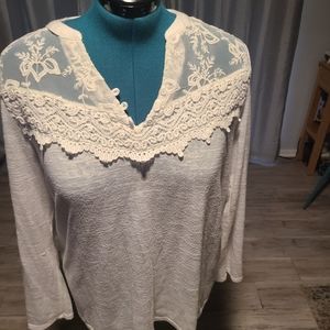 Large Off White Floral Print Blouse